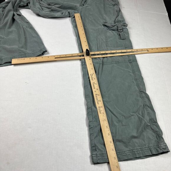 American Eagle Womens Super High Rise Cargo Pants Green Y2K Wide Leg Baggy 0 - Picture 4 of 15